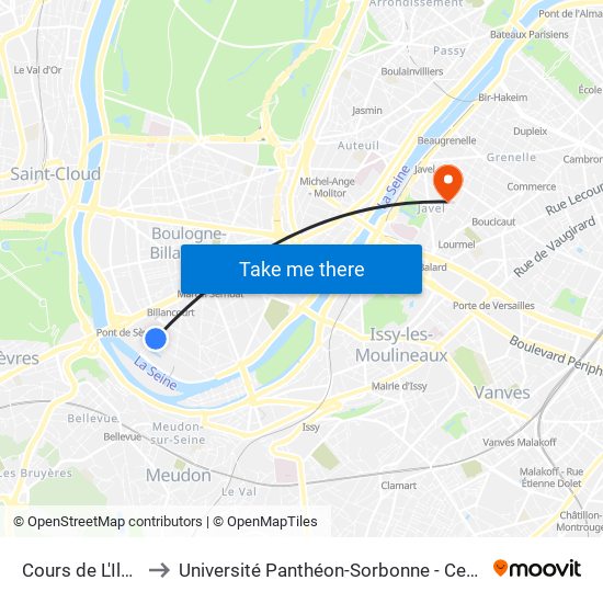 Cours de L'Ile Seguin to Université Panthéon-Sorbonne - Centre Saint-Charles map