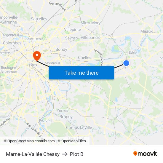 Marne-La-Vallée Chessy to Plot B map