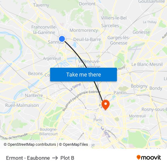 Ermont - Eaubonne to Plot B map