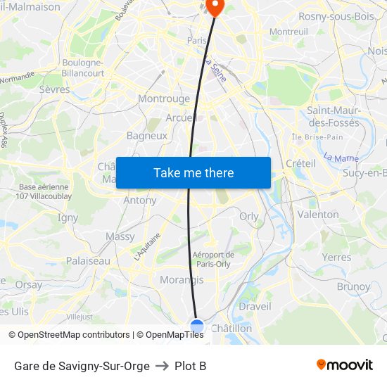 Gare de Savigny-Sur-Orge to Plot B map