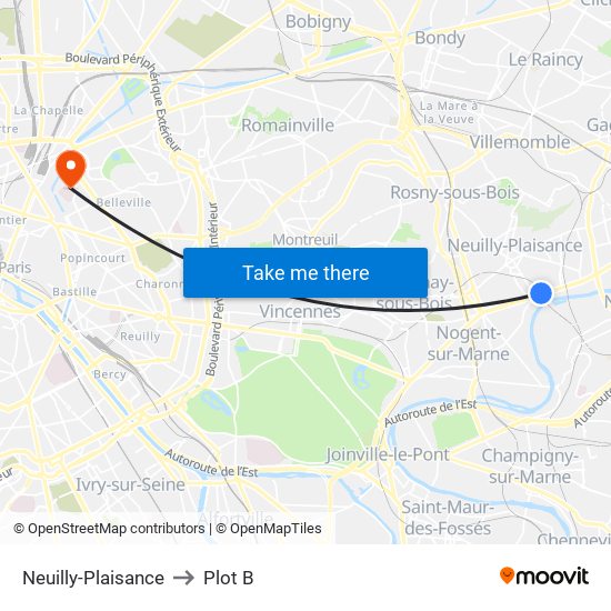 Neuilly-Plaisance to Plot B map