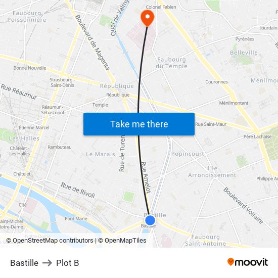 Bastille to Plot B map