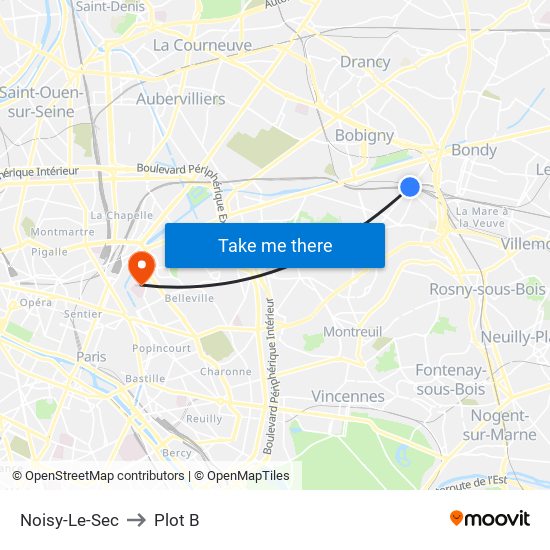 Noisy-Le-Sec to Plot B map