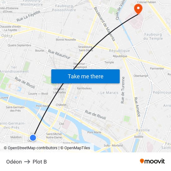 Odéon to Plot B map