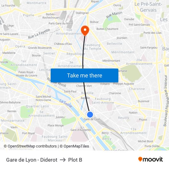 Gare de Lyon - Diderot to Plot B map