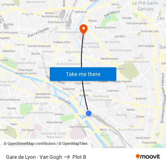 Gare de Lyon - Van Gogh to Plot B map