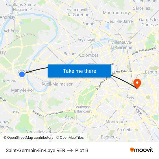 Saint-Germain-En-Laye RER to Plot B map