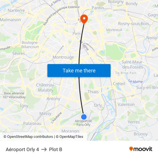 Aéroport Orly 4 to Plot B map