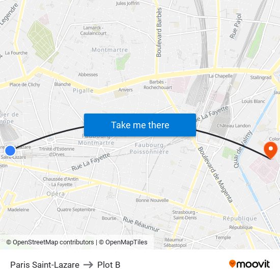 Paris Saint-Lazare to Plot B map