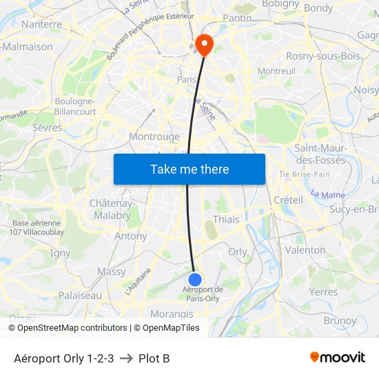 Aéroport Orly 1-2-3 to Plot B map