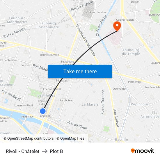 Rivoli - Châtelet to Plot B map