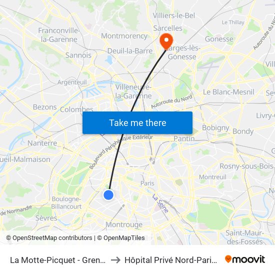 La Motte-Picquet - Grenelle to Hôpital Privé Nord-Parisien map