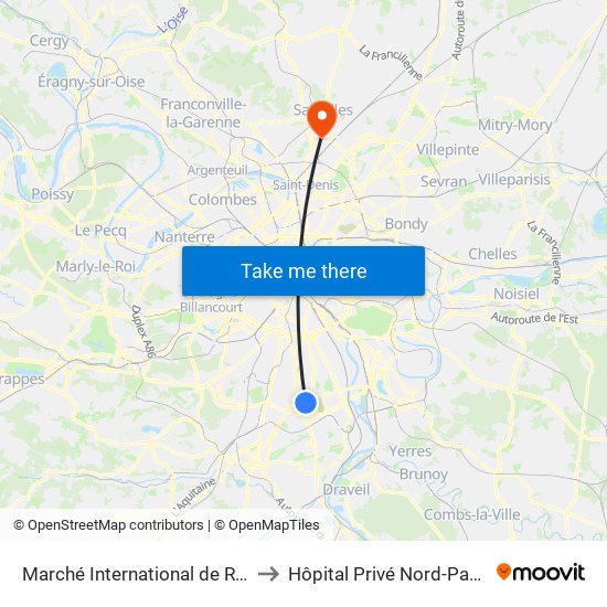 Marché International de Rungis to Hôpital Privé Nord-Parisien map