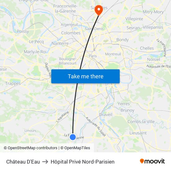 Château D'Eau to Hôpital Privé Nord-Parisien map