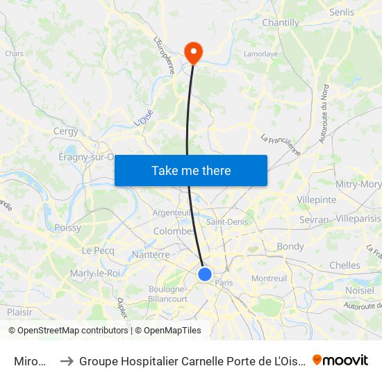 Miromesnil to Groupe Hospitalier Carnelle Porte de L'Oise - Site de Beaumont map