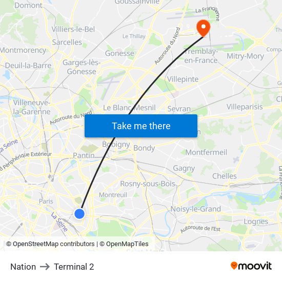 Nation to Terminal 2 map