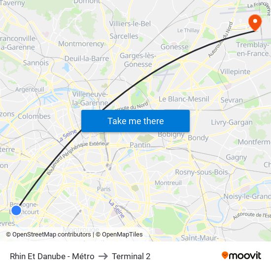 Rhin Et Danube - Métro to Terminal 2 map