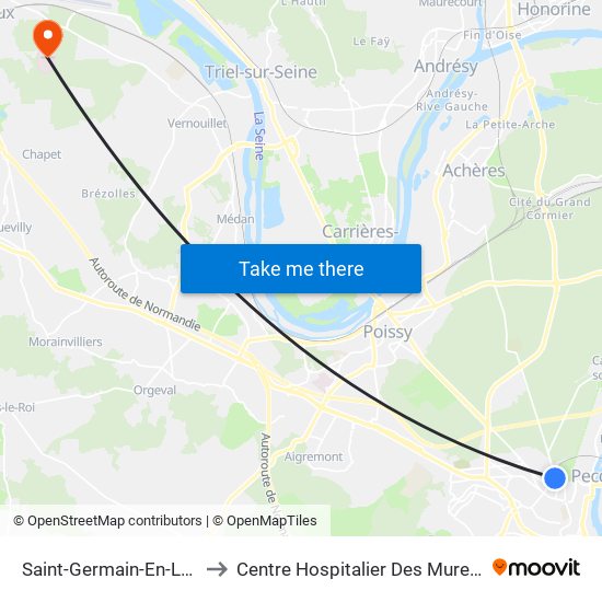 Saint-Germain-En-Laye to Centre Hospitalier Des Mureaux map