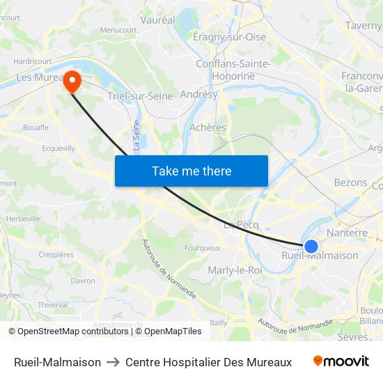 Rueil-Malmaison to Centre Hospitalier Des Mureaux map
