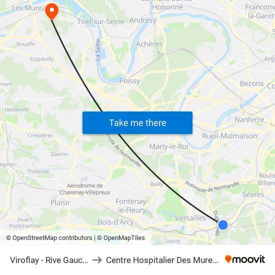 Viroflay - Rive Gauche to Centre Hospitalier Des Mureaux map