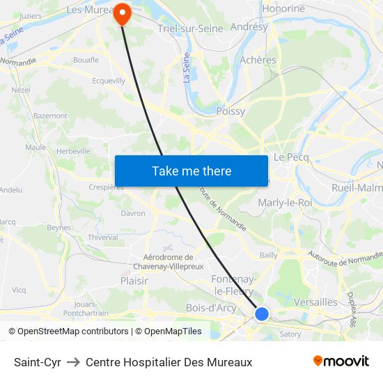 Saint-Cyr to Centre Hospitalier Des Mureaux map