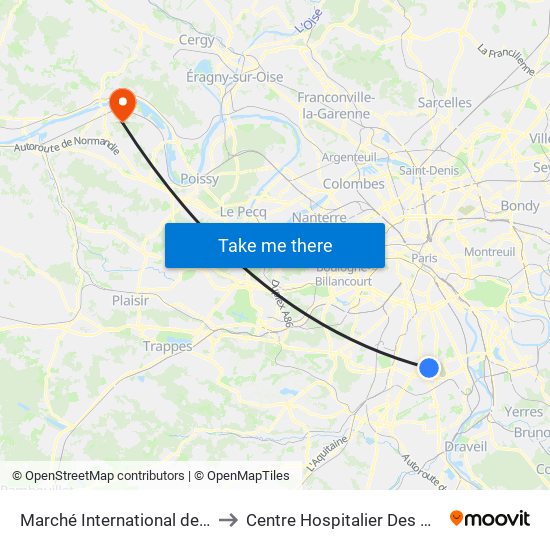 Marché International de Rungis to Centre Hospitalier Des Mureaux map