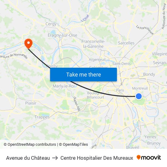 Avenue du Château to Centre Hospitalier Des Mureaux map