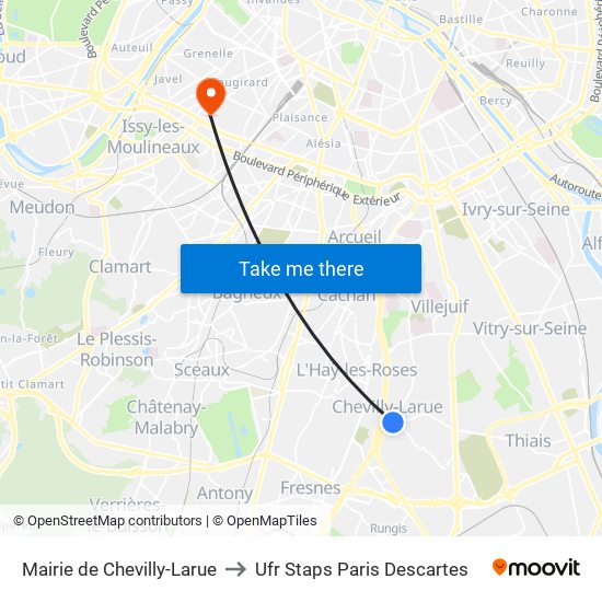 Mairie de Chevilly-Larue to Ufr Staps Paris Descartes map