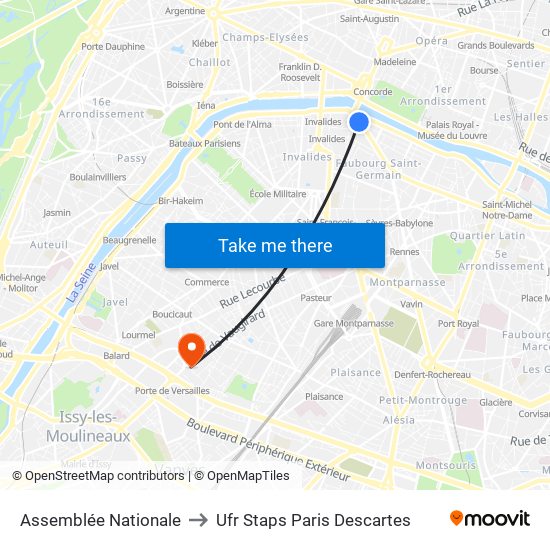 Assemblée Nationale to Ufr Staps Paris Descartes map