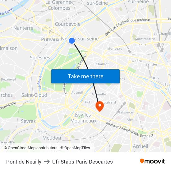 Pont de Neuilly to Ufr Staps Paris Descartes map
