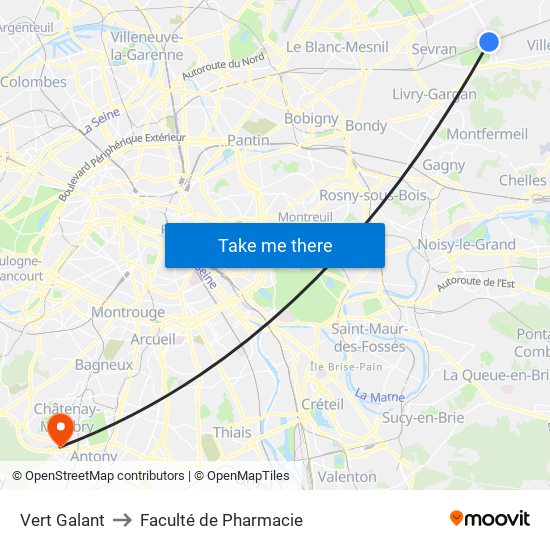 Vert Galant to Faculté de Pharmacie map