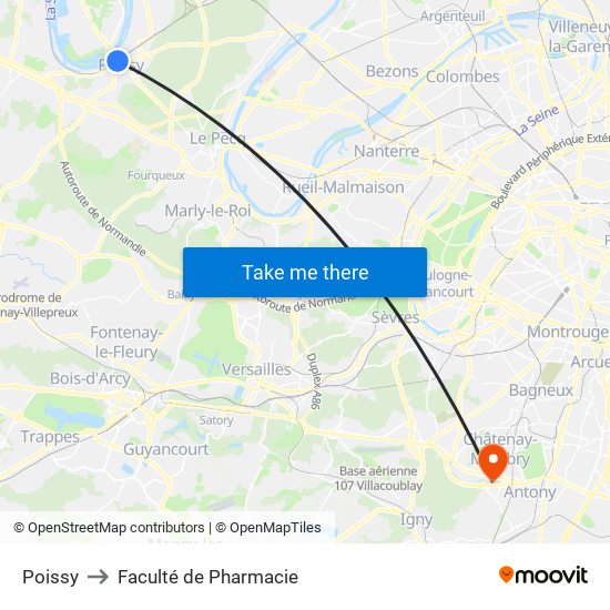 Poissy to Faculté de Pharmacie map