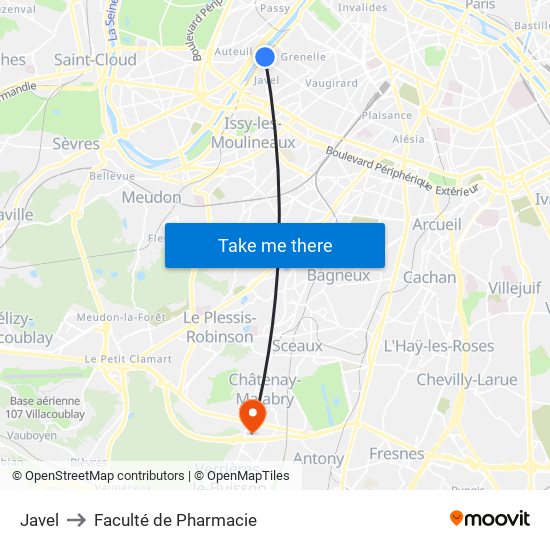 Javel to Faculté de Pharmacie map