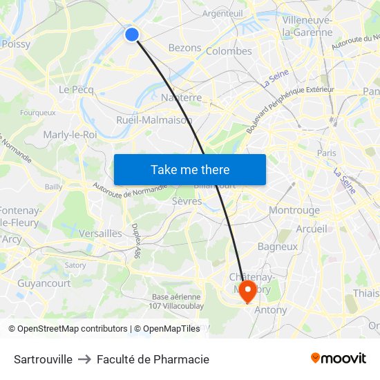 Sartrouville to Faculté de Pharmacie map