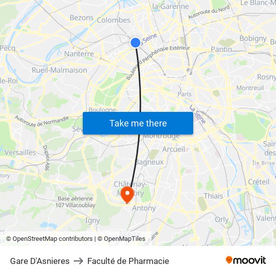 Gare D'Asnieres to Faculté de Pharmacie map