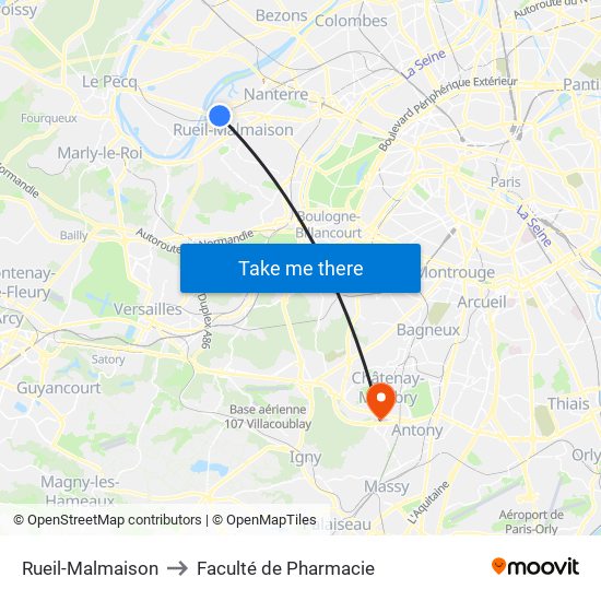 Rueil-Malmaison to Faculté de Pharmacie map