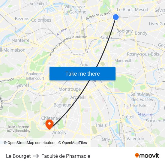 Le Bourget to Faculté de Pharmacie map