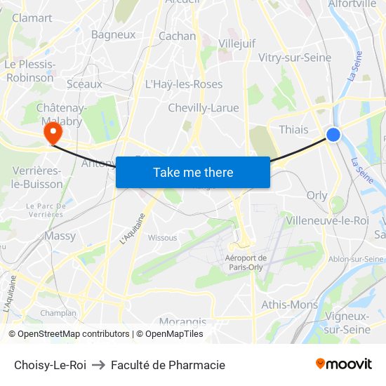 Choisy-Le-Roi to Faculté de Pharmacie map