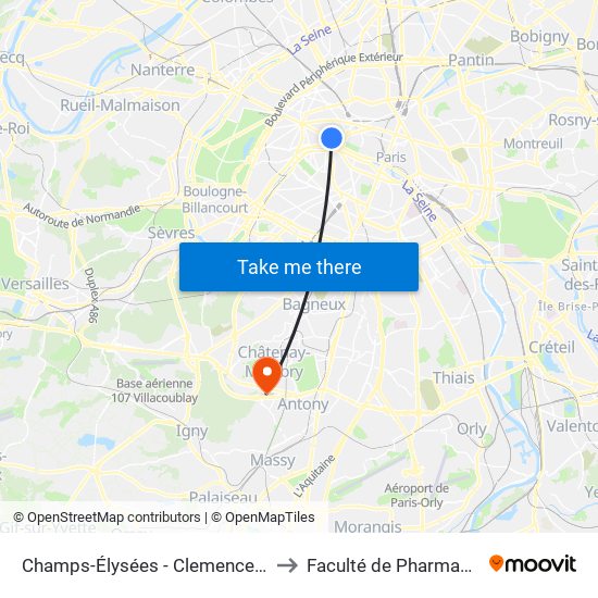 Champs-Élysées - Clemenceau to Faculté de Pharmacie map