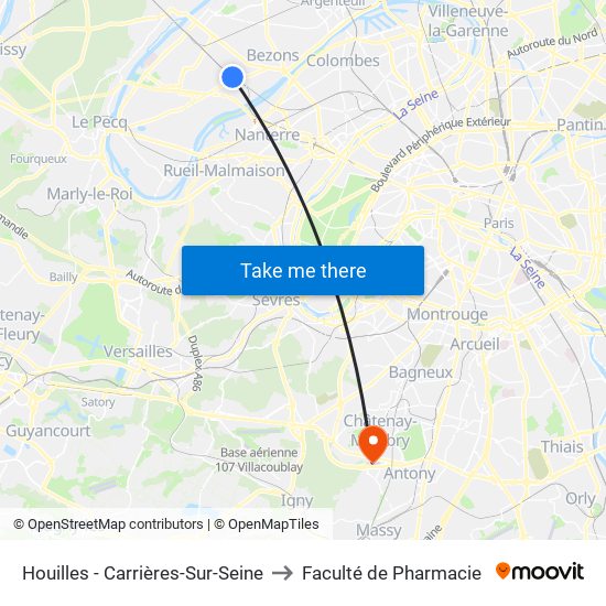 Houilles - Carrières-Sur-Seine to Faculté de Pharmacie map