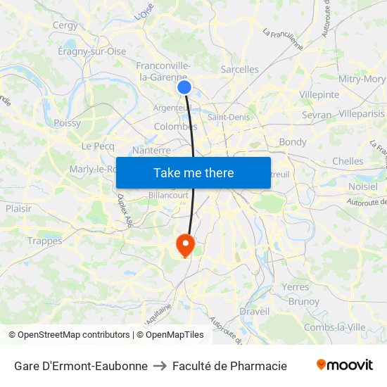 Gare D'Ermont-Eaubonne to Faculté de Pharmacie map