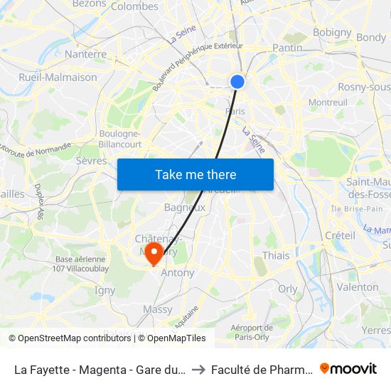 La Fayette - Magenta - Gare du Nord to Faculté de Pharmacie map