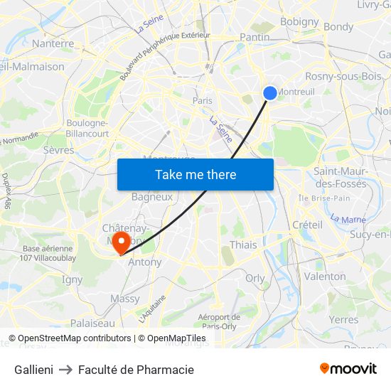 Gallieni to Faculté de Pharmacie map