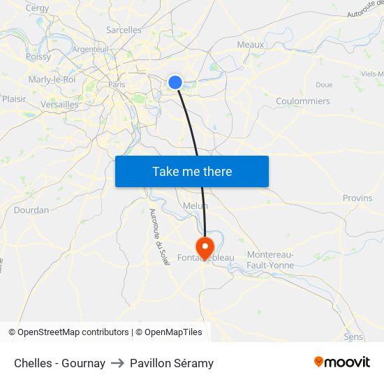Chelles - Gournay to Pavillon Séramy map