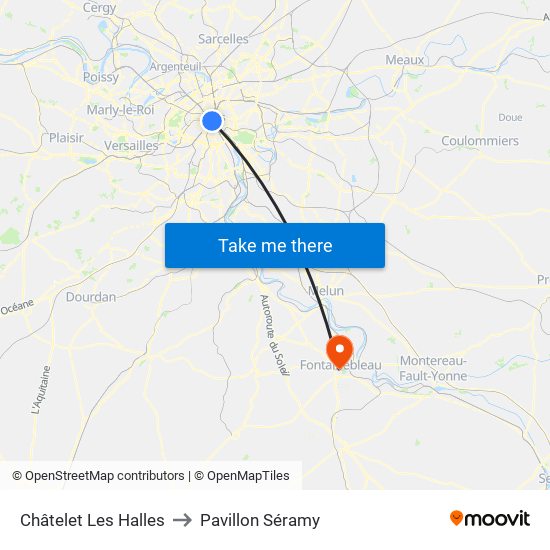 Châtelet Les Halles to Pavillon Séramy map