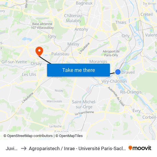Juvisy to Agroparistech / Inrae - Université Paris-Saclay map