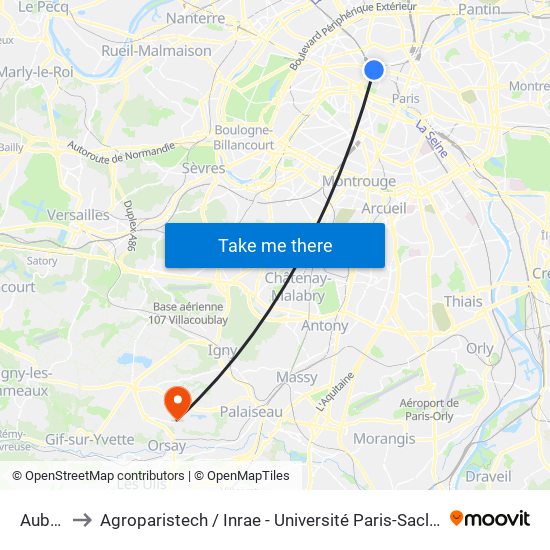 Auber to Agroparistech / Inrae - Université Paris-Saclay map