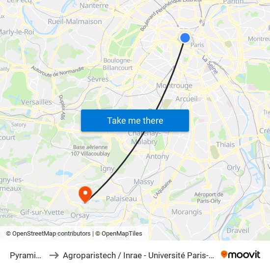 Pyramides to Agroparistech / Inrae - Université Paris-Saclay map