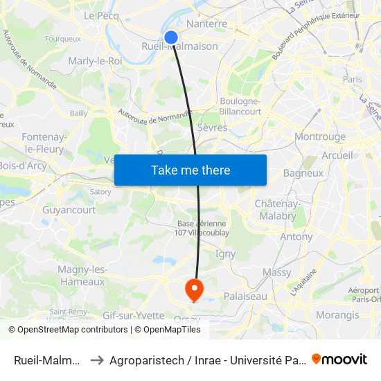 Rueil-Malmaison to Agroparistech / Inrae - Université Paris-Saclay map