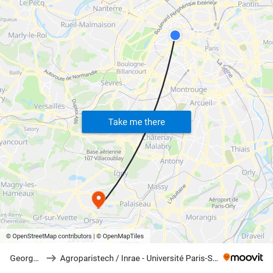 George V to Agroparistech / Inrae - Université Paris-Saclay map